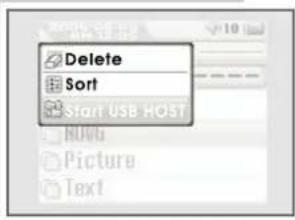 Delete Sort Start USB HOST ROWG Picture Text