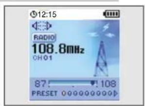 12:15 RADIO 108.8MHz CHO1 87: 108 PRESET 0000000000