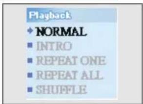Playback ♦ NORMAL ■ INTRO ■ REPEAT ONE ■ REPEAT ALL ■ SHUFFLE