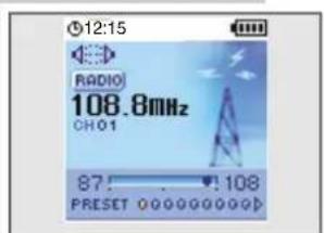 12:15 RADIO 108.8MHz CH01 87 ! · . 108 PRESET 0000000000