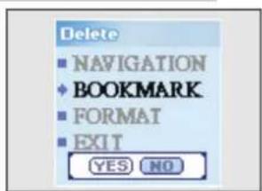 Delete ■ NAVIGATION ♦ BOOKMARK ■ FORMAT ■ EXIT YES NO
