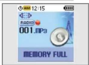 AM 12:15 RADIO 001.MPa3 MEMORY FULL