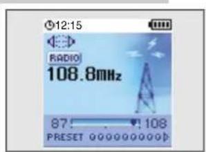 12:15 RADIO 108.8MHz 87:108 PRESET 000000000P