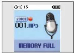 12:15 VOICE 001.MPa3 MEMORY FULL