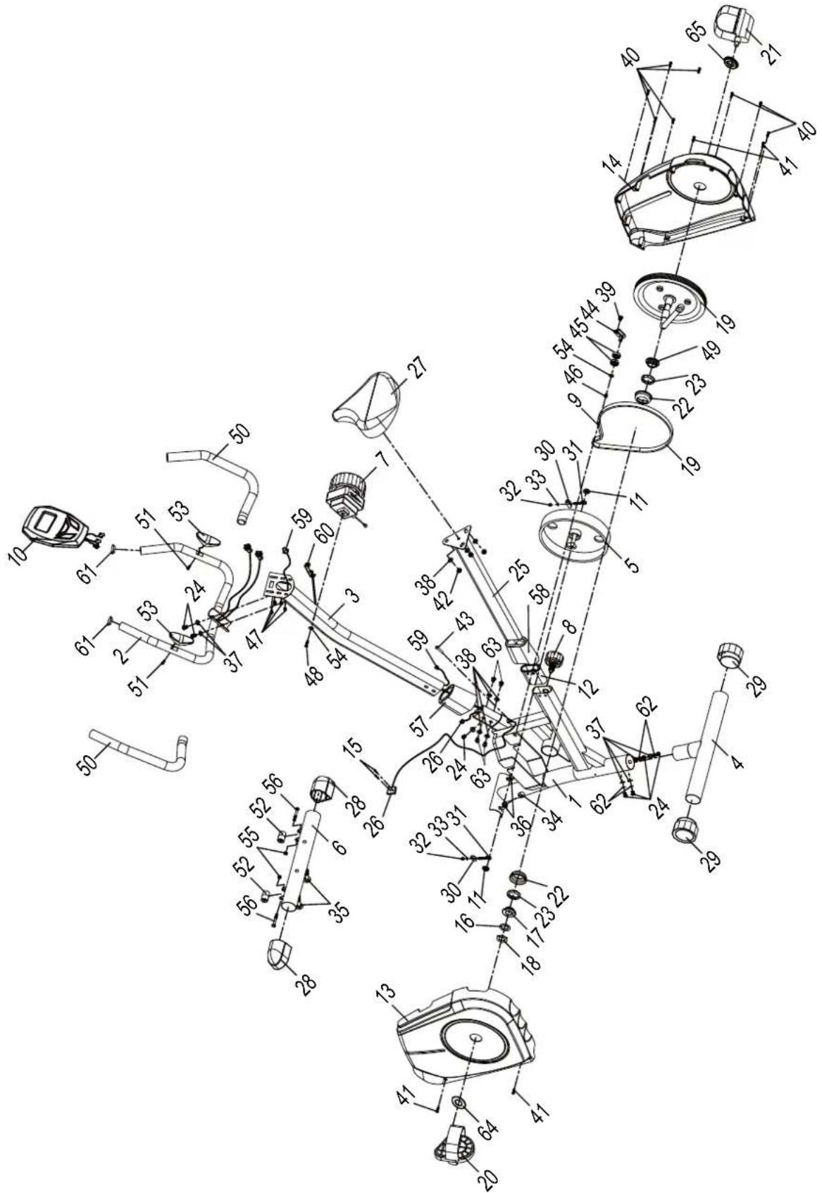 Technical diagram of a mechanical assembly with numbered components and labeled parts