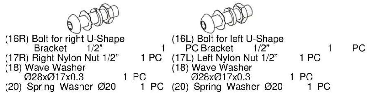 Life Gear Streamline Plus Elliptical Transorbit 93560 - HARDWARE PACKING LIST - 1