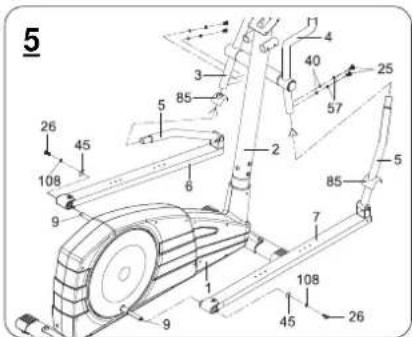 Life Gear Deluxe Magnetic Elliptical 93600 - Install the Lower Handrails and Left/Right Foot Bars. - 1