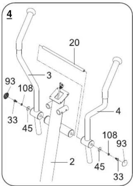 Life Gear Deluxe Magnetic Elliptical 93600 - Install the Handrail Axle and the Upper Left/Right Handrails. - 1
