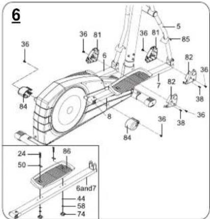 Life Gear Deluxe Magnetic Elliptical 93600 - Install the Left and Right Foot Pedals. - 1