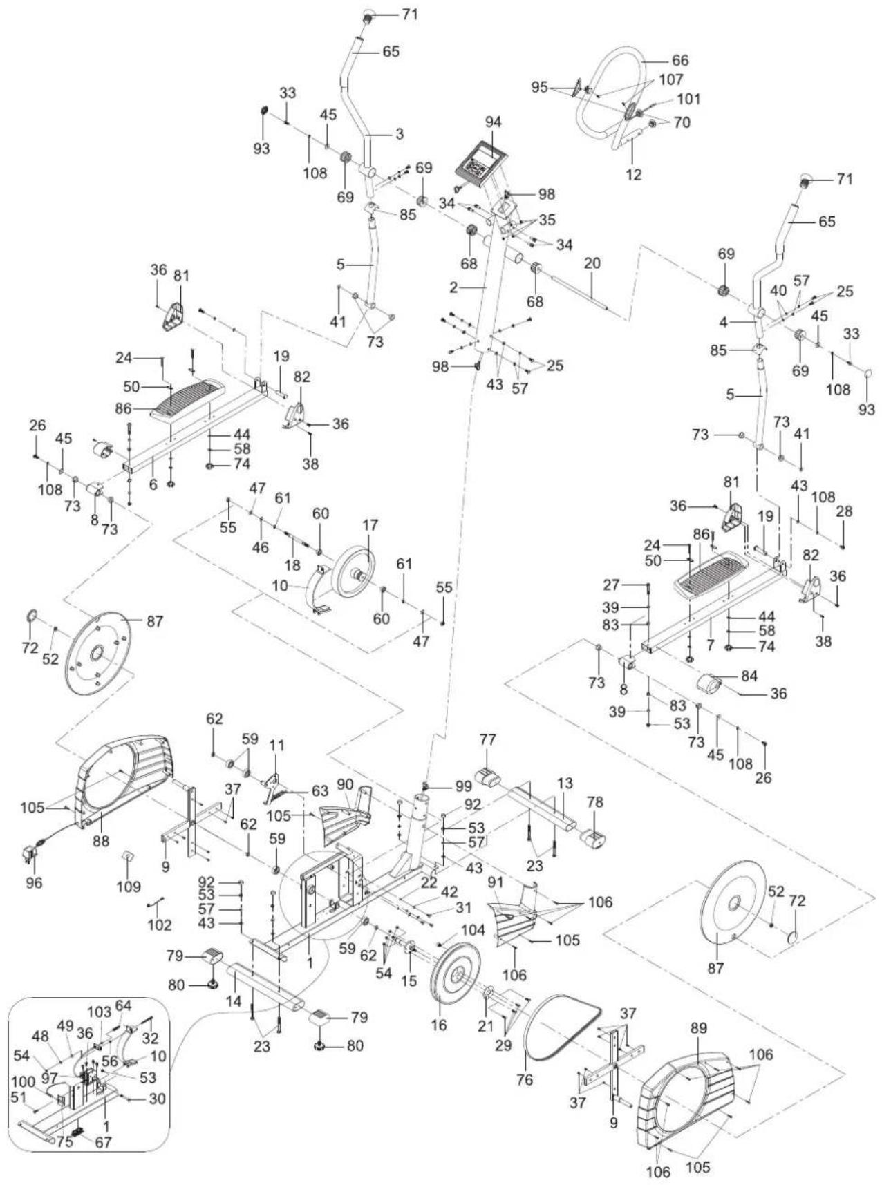 Life Gear Deluxe Magnetic Elliptical 93600 - HARDWARE PACKING LIST - 2
