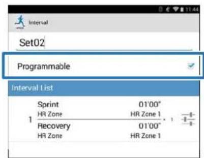 Set02 Programmable Interval List Sprint 01'00" HR Zone HR Zone 1 1 Recovery 01'00" HR Zone HR Zone 1