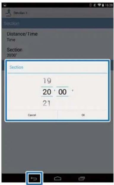 Section Distance/Time Time: Section 2000° Section 19 20 00 21 Cancel OK