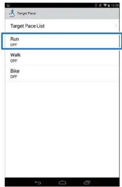 Target Pace Target Pace List Run OFF Walk OFF Bike OFF