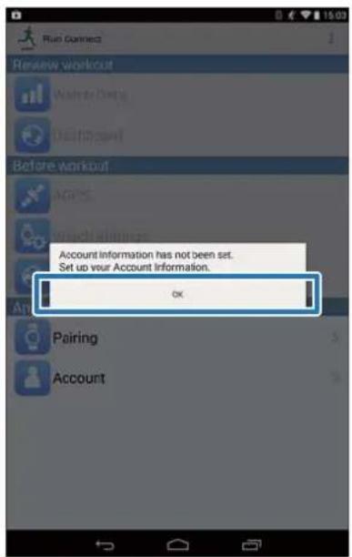 Run Connect Review workout Website: Data Desktop: All Before workout Account Account information has not been set. Set up your Account Information. OK Pairing Account