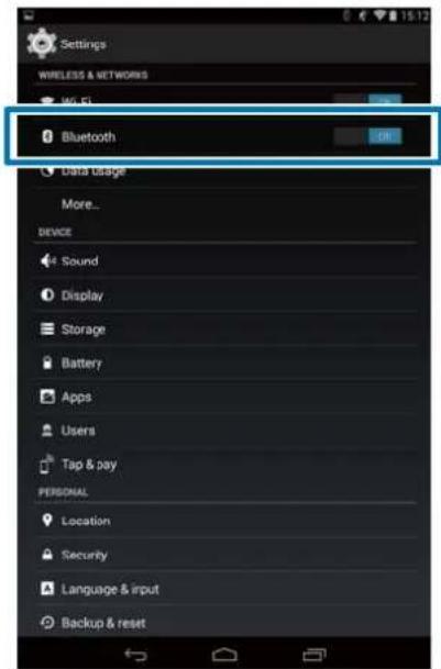 Settings WIRELESS & NETWORKS Wireless Bluetooth Data usage More... DEVICE Sound Display Storage Battery Apps Users Tap & pay PERSONAL Location Security Language & input Backup & reset