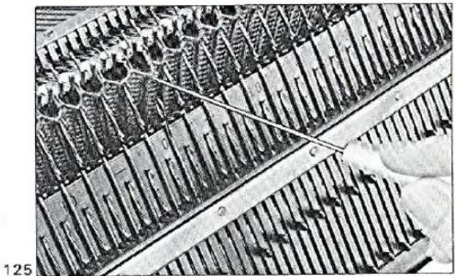 BROTHER KR710 - How to pick up dropped stitch Unravelling the rows - 1
