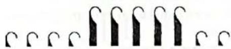 Image showing a sequence of black symbols resembling 'c' or 'f', possibly representing a musical notation or pattern.