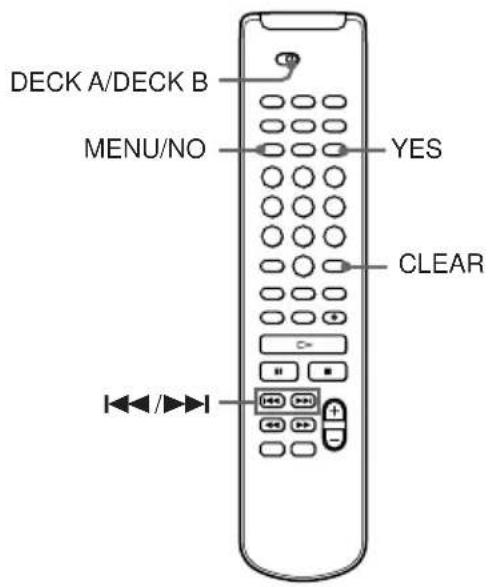 DECK A/DECK B MENU/NO YES CLEAR