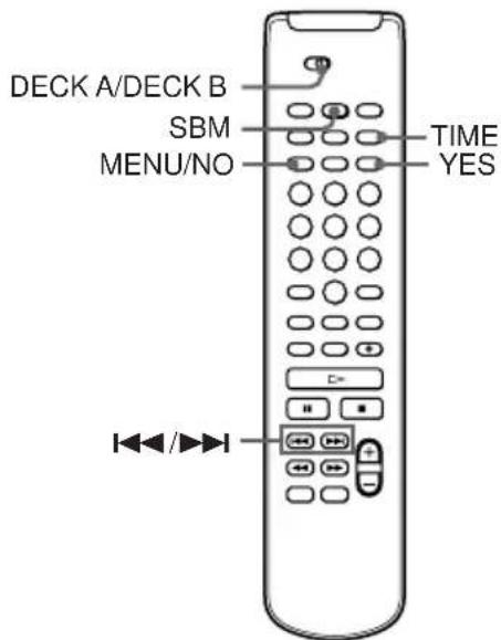 DECK A/DECK B SBM MENU/NO TIME YES +/>