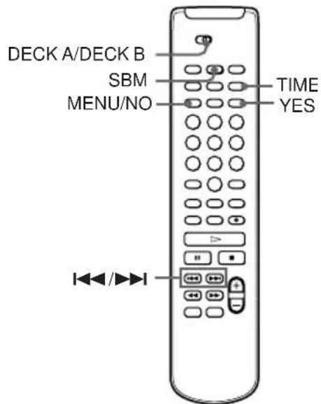 DECK A/DECK B SBM MENU/NO TIME YES ◄◄/►►