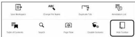 Save Workspace ABC Change-File Name Duplicate Tab Annotation List Table of Contents Search Page Flow Disable Gestures Hide Toolbar
