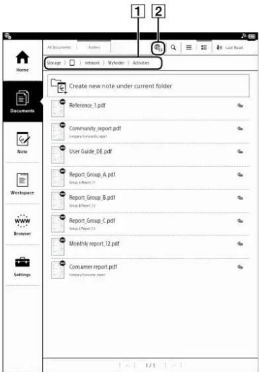 Home Documents Note Workspace WWW Browser Settings All Documents Funding Storage > network Myfolder Activities Create new note under current folder Reference_1.pdf Community_report.pdf European Community_report User Guide_DE.pdf Report_Group_A.pdf Group_AReport_12 Report_Group_B.pdf Group_BReport_12 Report_Group_C.pdf Group_CReport_12 Monthly_report_12.pdf Consumer_report.pdf Company Consumer_report 1/1