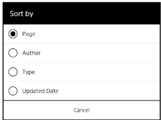 Sort by ● Page ○ Author ○ Type ○ Updated Date Cancel