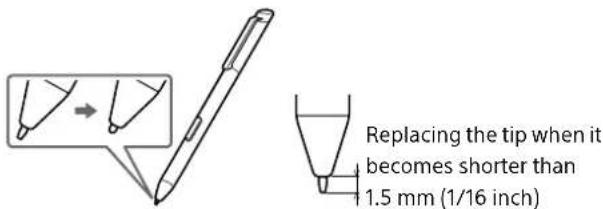 Replacing the tip when it becomes shorter than 1.5 mm (1/16 inch)