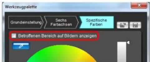 Werkzeugpalette Grundeinstellung Sechs Farbachsen Spezifische Farben Betroffenen Bereich auf Bildern anzeigen