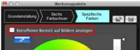 Werkzeugpalette Grundeinstellung Sechs Farbachsen Spezifische Farben Betroffenen Bereich auf Bildern anzeigen