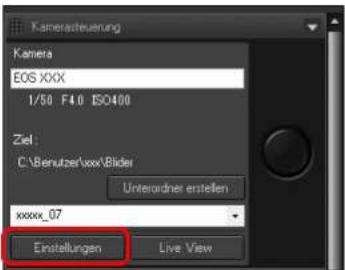 Kamera Kamera EOS XXX 1/50 F4.0 ISO400 Ziel: C:\Benutzer\vox\Blider Unterordner erstellen xxxx_07 Einstellungen Live View