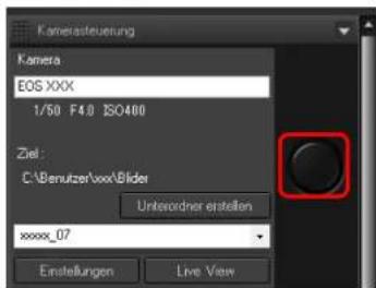 Kamerasteuerung Kamera EOS XXX 1/50 F4.0 ISO400 Ziel : C:\Benutzer\xxx\Bilder Unterordner erstellen xxxx_07 Einstellungen Live View