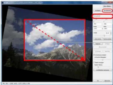 CANON Digital Photo Professional 3.14 Windows - Wählen Sie ein Seitenverhältnis, und ziehen Sie den Ausschnitt. - 1