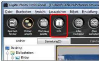 Digital Photo Professional - [E:\Users\CANON\Pictures\Fotico] Datei Bearbeiten Ansicht Leszeichen Etigkeit Einstellung Bearbeit femter Order- ansicht Werkaug palette Info After mackaren After aufbees Order Sammlung(0) Hächte Desktop Bibliotheken Bilder