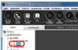 CANON Digital Photo Professional 3.14 Windows - Wählen Sie in der Verzeichnisstruktur den Pfad aus, in dem der neue Ordner erstellt werden soll. - 1