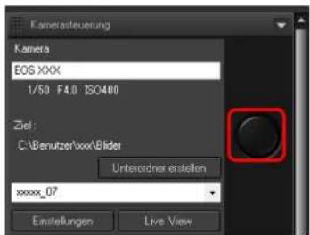 Kamera/steuerung Kamera EOS XXX 1/50 F4.0 ISO400 Ziel: C:\Benutzer\xxx\Bilder Unterordner erstellen xxxx_07 Einstellungen Live View