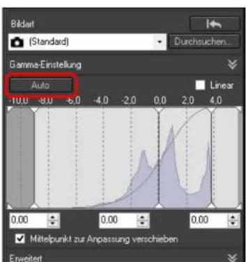 Bildart (Standard) Durchsuchen... Gamma-Einstellung Auto Linear -10.0 -8.0 -6.0 -4.0 -2.0 0.0 2.0 4.0 0.00 0.00 0.00 ✓ Mittelpunkt zur Anpassung verschieben Erweitet