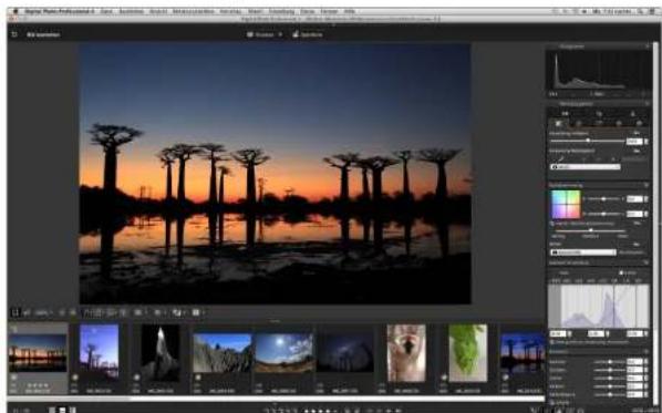 CANON Digital Photo Professional 4.4 Mac - Ändern der Lage der Miniaturansicht zu horizontal Wählen Sie das Menü [Ansicht] ▶ [Horizontale Miniaturansichten]. - 1