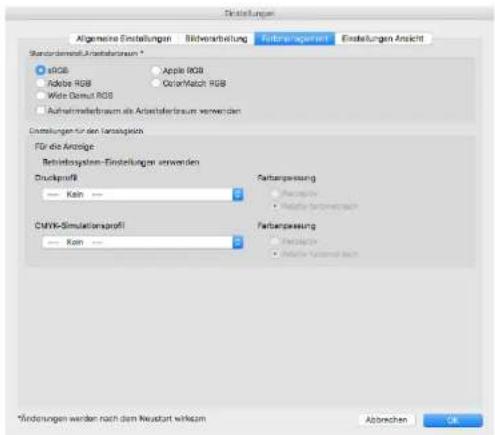 Standstellungen Allgemeine Einstellungen Bilichverarbeitung Fahrrangerer Einstellungen Ansicht Standarden/Artikelstrasse 1* eRGB Apple RGB Roblox RGB OsterMatch RGB Wide Densat RGB Aufreiterminderbraum sie Arbeitsertragsm verwenden Standstellungen für den Anzahlung Für die Anzahlige Betriebsystem-Einstellungen verwenden Druckprofil — Kan — Fahrranspassung Fahrranspassung Fahrranspassung Fahrranspassung Fahrranspassung CMWK-Simulationsprofil — Kan — Fahrranspassung Fahrranspassung Fahrranspassung *Änderungen werden nach dem Neustart wirksam Abbrachen OK