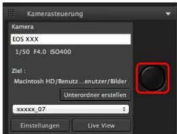 Kamerasteuerung Kamera EOS XXX 1/50 F4.0 ISO400 Ziel : Macintosh HD/Benutz ...enutzer/Bilder Unterordner erstellen xxxxxx_07 Einstellungen Live View