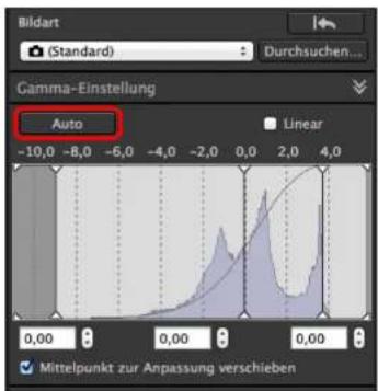 Bildart (Standard) Durchsuchen... Gamma-Einstellung Auto Linear -10,0 -8,0 -6,0 -4,0 -2,0 0,0 2,0 4,0 0,00 0,00 0,00 Mittelpunkt zur Anpassung verschieben
