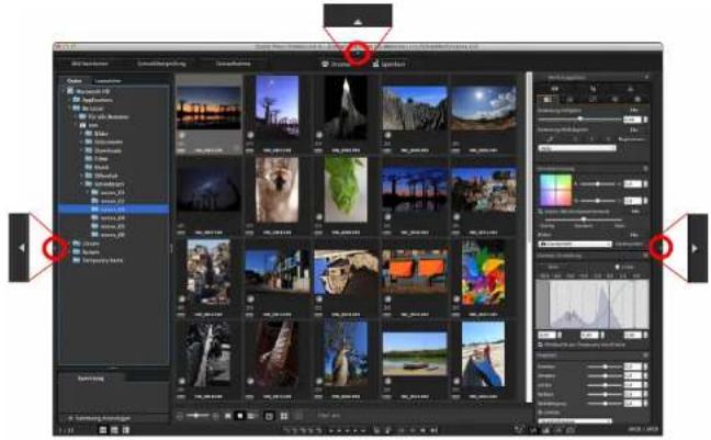 CANON Digital Photo Professional 4.4 Mac - Öffnen und Schließen von Fensterbereichen - 1