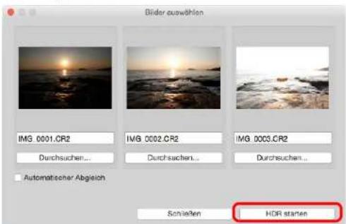 Bilder auswählen IMG 0001.CR2 Durchsuchen... IMG 0002.CR2 Durchsuchen... IMG 0003.CR2 Durchsuchen... Automatischer Abgleich Schließen HDR staren
