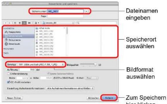 Schem unter: MIG_0002 Tags: Dateinamen eingeben Speicherort auswählen Bildformat auswählen Zum Speichern hier klicken