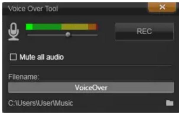 Voice Over Tool REC Mute all audio Filename: VoiceOver C:\Users\User\Music