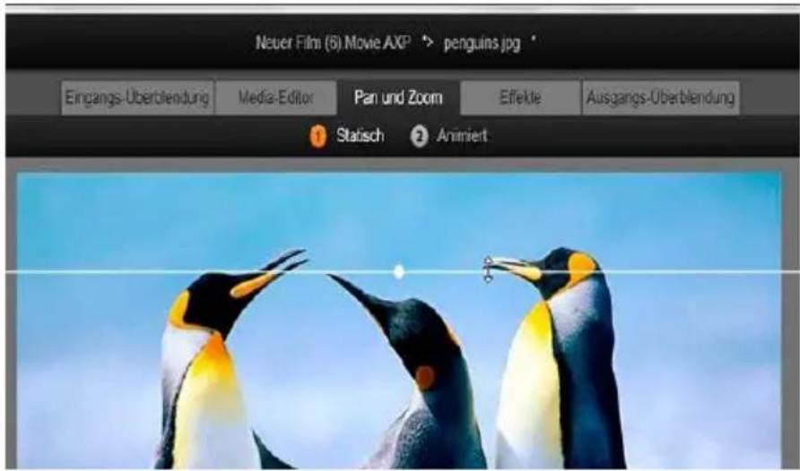 Neuer Film (5) Movie AXP > penguins jpg * Eingangs-Überblendung Media-Editor Pan und Zoom Effekte Ausgangs-Überblendung 1 Statisch 2 Aniniert