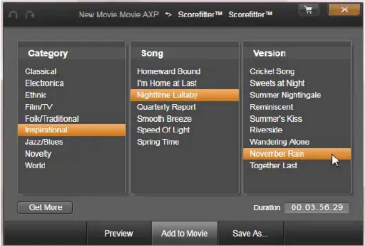 PINNACLE Studio 19 - ScoreFitter - 2