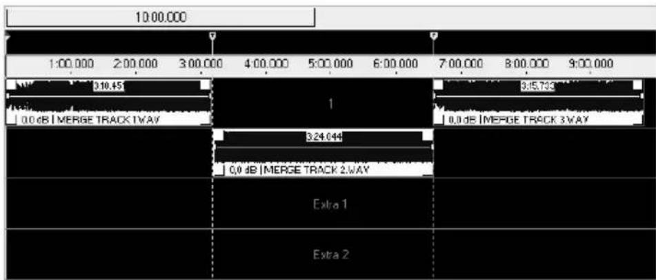 10:00.000 1:00.000 2:00.000 3:00.000 4:00.000 5:00.000 6:00.000 7:00.000 8:00.000 9:00.000 W 318.45 Peak 1 0.0 dB | MERGE TRACK 1.WAY 324.044 0.0 dB | MERGE TRACK 2.WAY Extra 1 Extra 2