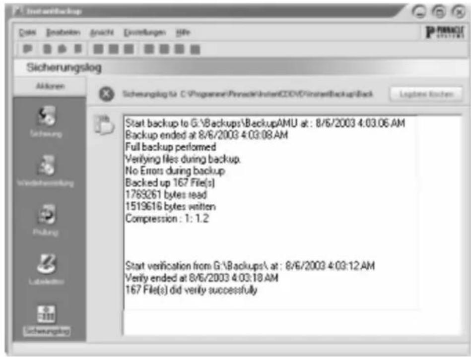 PINNACLE Instant CD-DVD - SICHERUNGSLOG - 1