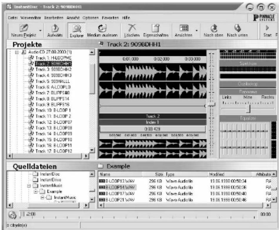 InstantDisc - Track 2: 909BDHH1 Date: Waveedor Bearheiten Ansicht Optionen Favorite Hfe Pinningle Neues Projek: Aufwärts Explorer Medium auslesen Löchen Eigenschaften Ansichten Nach oben Nach unten Start F Projekte Track 2: 909BDHH1 Audio CD 27.09.2003 (1) Track 1: H-LOOPME Track 2: 909BDHH Track 3: 909BDHH2 Track 4: 909BDHH3 Track 5: 909HALLL Track 6: A-LOOPLO Track 7: BUPPS89 Track 8: BUPPS14 Track 9: BUPPS16 Track 10: B-LOOP 1 Track 11: B-LOOP 2 Track 12: B-LOOP07 Track 13: B-LOOP08 Track 14: B-LOOP09 Track 15: B-LOOP10 Track 16: B-LOOP11 Track 17: B-LOOP12 Spektrum Osteinkop Panome Links Mitte Rechts Equisels Quelldatelen Example Name Size Type Modified Attributes B-LOOP13 WAV 296 KB Wave Audolle 19.06.1998.00:50:34 RA B-LOOP14 WAV 296 KB Wave Audolle 19.06.1998.00:50:36 RA B-LOOP17 WAV 296 KB Wave Audolle 19.06.1998.00:50:40 RA B-LOOP21 WAV 296 KB Wave Audolle 19.06.1998.00:50:46 RA 208 80.00 Objekt(e)